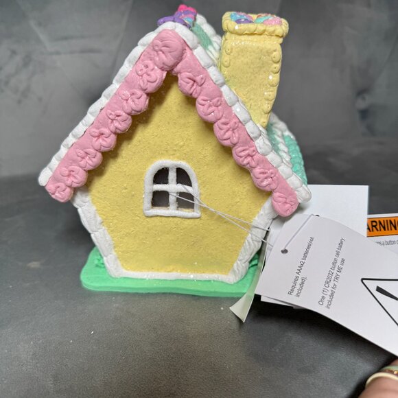 Light Up Small Easter Pastel Gingerbread House Bunny Spring Decor NEW WITH TAG - Picture 5 of 7